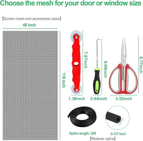 QWR Pet Proof Window Screen Replacement Kit, 48"x118" Durable High Hardness gallery