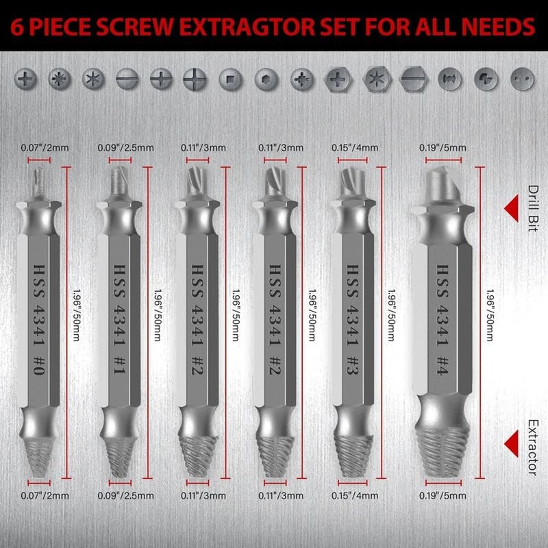 MAZING Damaged Screw Extractor Set, 6PCS Stripped Screw Grab Kit, Easy Remova... gallery
