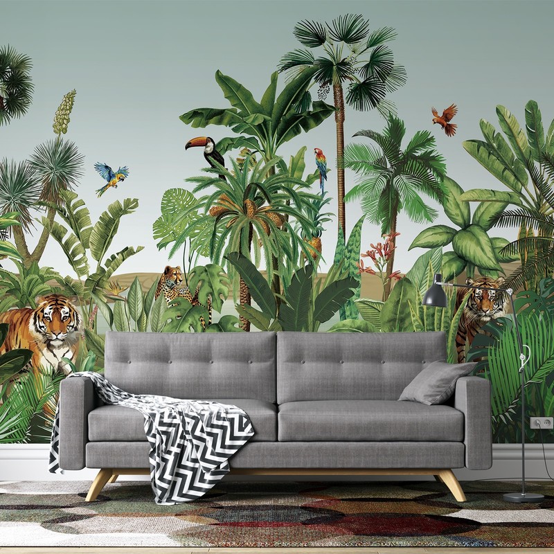 Natural Forest And Animal Peel And Stick Large Canvas Fabric Wall Mural
