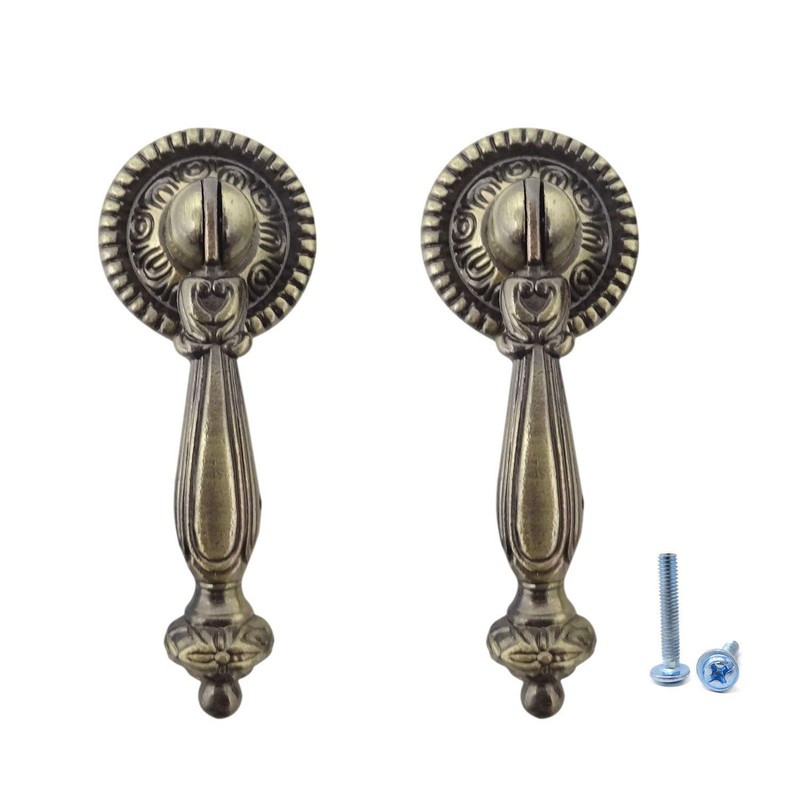 Honbay 2PCS Antique Style Bronze Metal Drawer Tear Drop Cabinet Decorative Pu…
