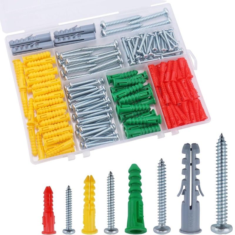 Two hundred eight-piece drywall anchor kit.