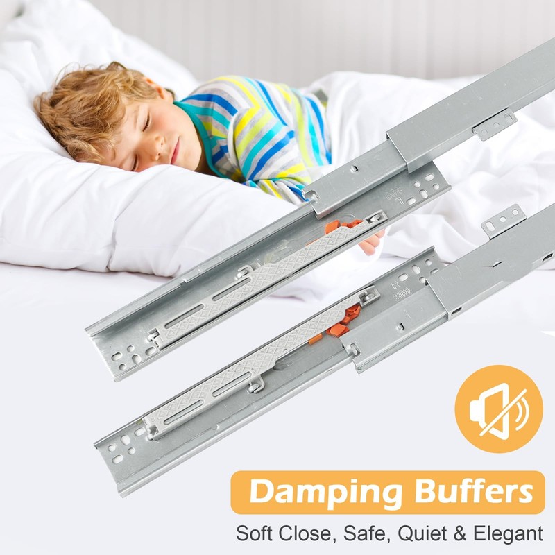 Pair Undermount Drawer Slides Bottom Mount Pull Out Shelf Slider Under Mount ... gallery