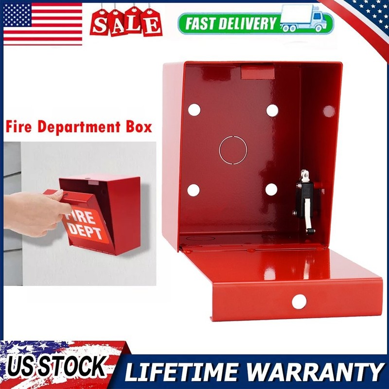 Upgraded Fire Department Box With Lock Hole Red Heavy Duty Steel ‎Wall Mount US