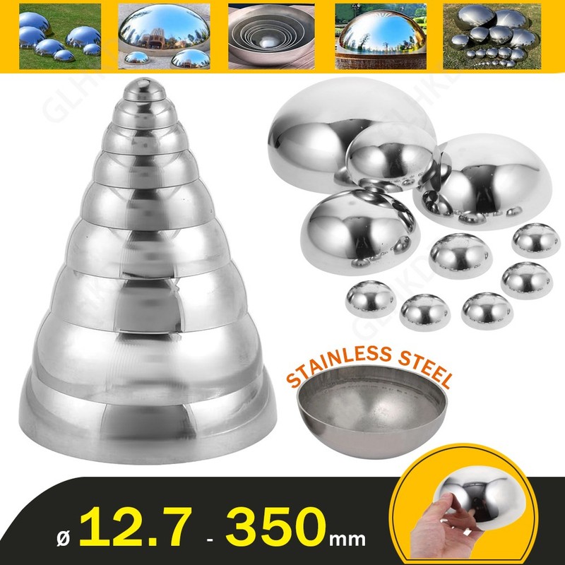 304 Stainless Steel Hollow Half Round Railing Balls Ø 12-350mm, Thick 1/1.5/2mm