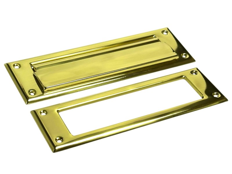 QCAA Solid Brass Mail Slot, with Interior 1 Pack, Polished