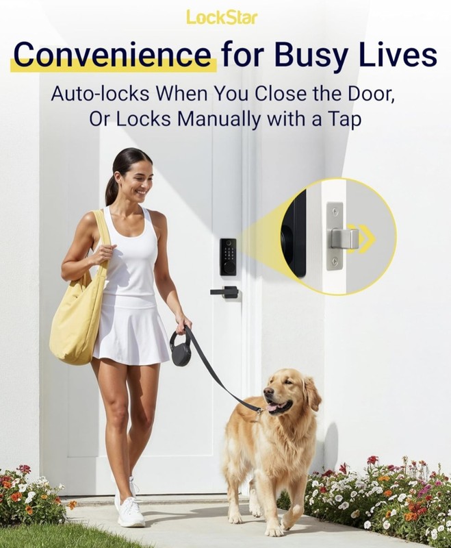 LOCKSTAR® Smart Door Lock • Keyless Deadbolt, App Fingerprint w/ Gateway gallery