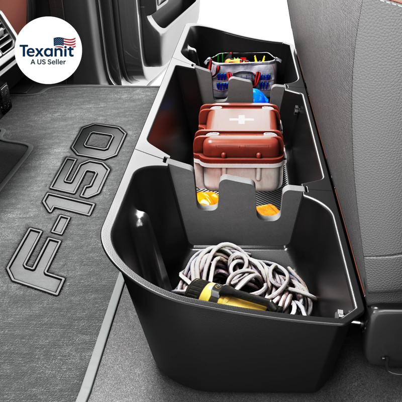 under Seat Storage Box Compatible with 2015-2026 Ford F-150 F150 Supercrew Cab, gallery