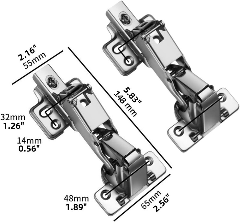 2 Pack Soft-Close Concealed Hinges - Perfect for Lazy Susans & Frameless Designs gallery