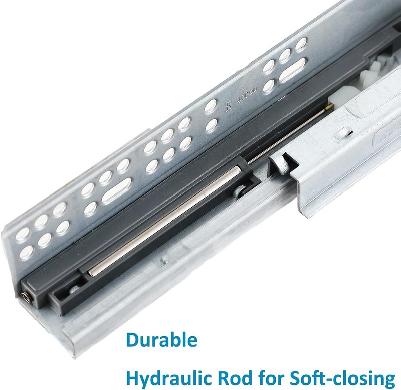 Soft Close Drawer Slides 16 Inch 1 Pair, Side Mount Metal Ball Bearing Full Ext gallery
