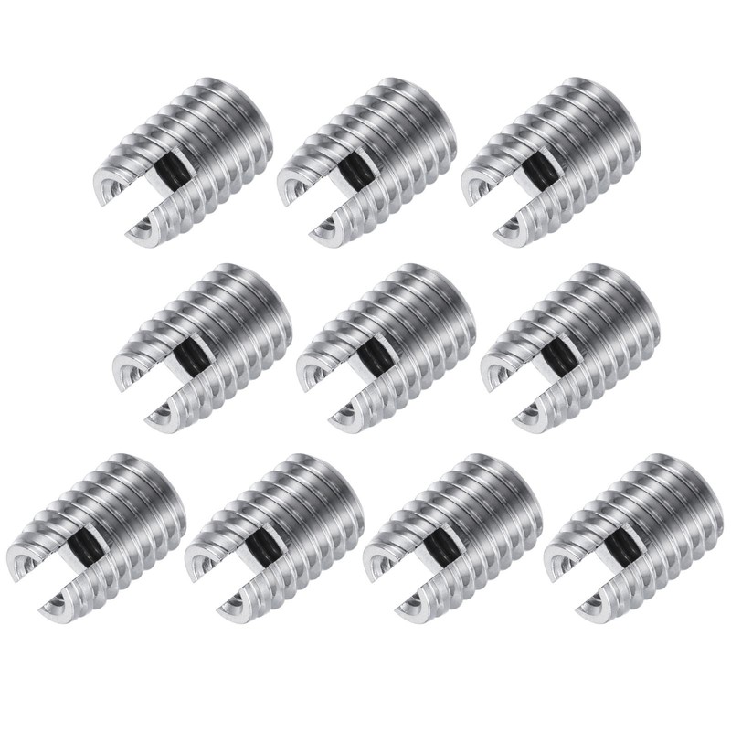 Self Tapping Threaded Inserts M6 M10x14mm Carbon Steel Repairing Nuts 10pcs