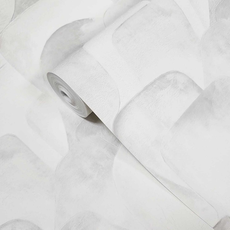 Patchwork Sculptured distressed white gray faux Concrete Textured wallpaper roll gallery