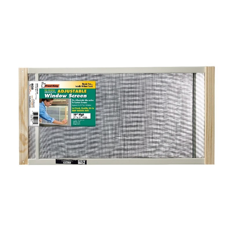 Adjustable Window Screen Wood Frame 10 Inch High Fits Windows 21 to 37 Inches gallery