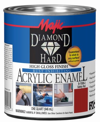 4 Pack - Diamondhard Anti-Rust Acrylic Paint,High Gloss Safety Red,Qt. - 8-1506-