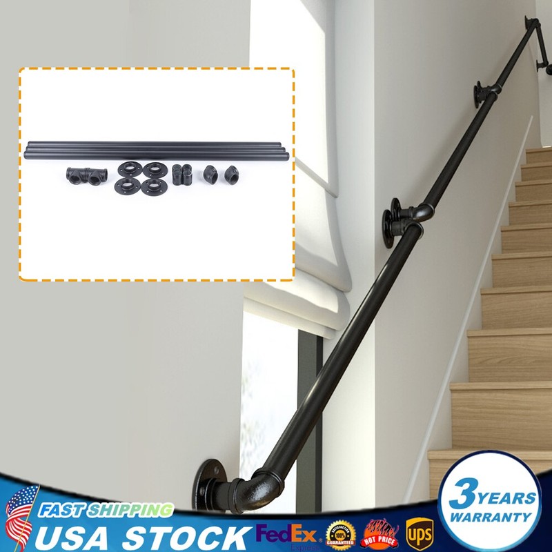 10Ft Steps Stair Banisters Railing Staircase Handrail Outdoor Indoor Wall-Mount