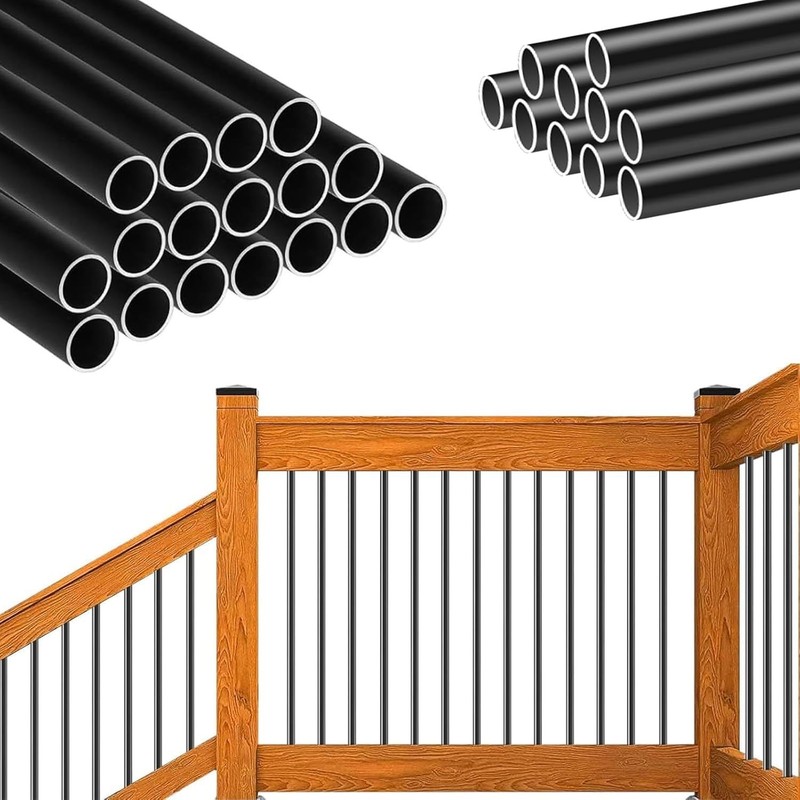 60 Pack 36" Metal Deck Balusters - Round 3/4" Black Spindles for Stairs & Railin gallery