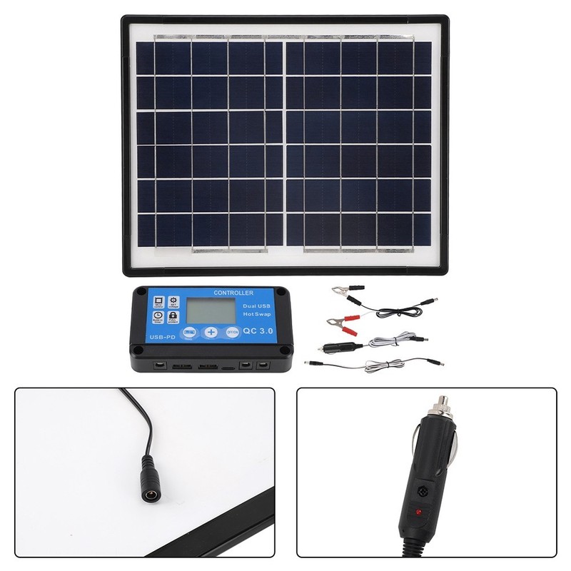 Compact 20W 6V Solar Panel with USB Ports for RV Boat and Motorcycle Power