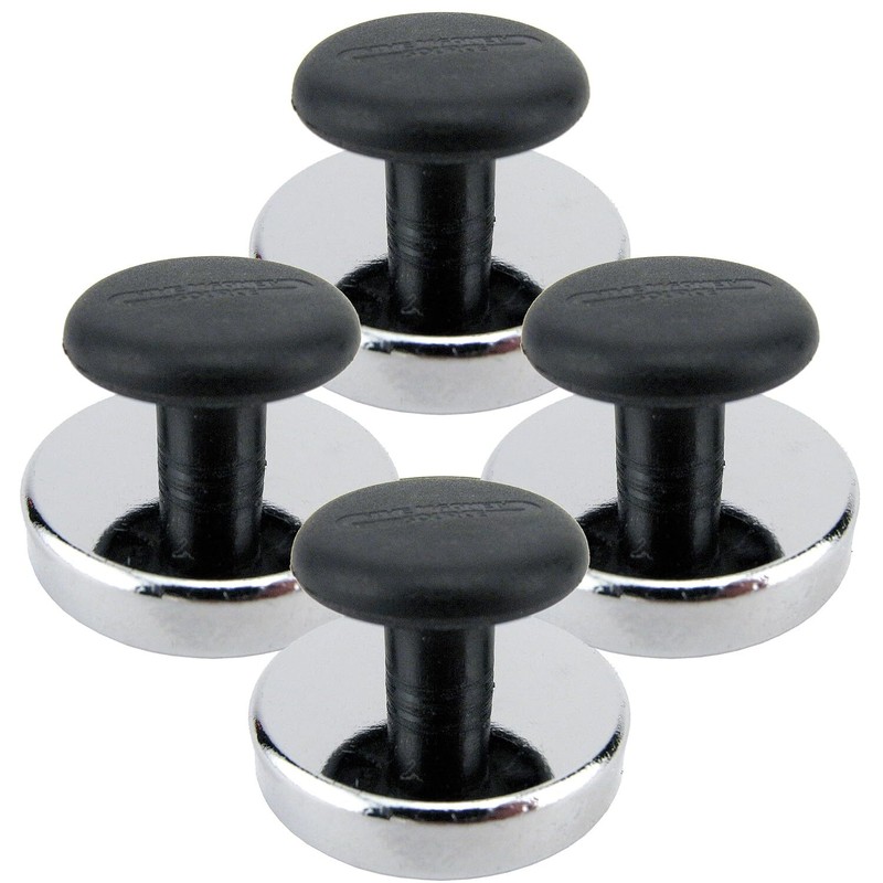 4 PACK Round Base Magnet Fastener with Knob, Chrome 1.43″ Diameter Black Knob