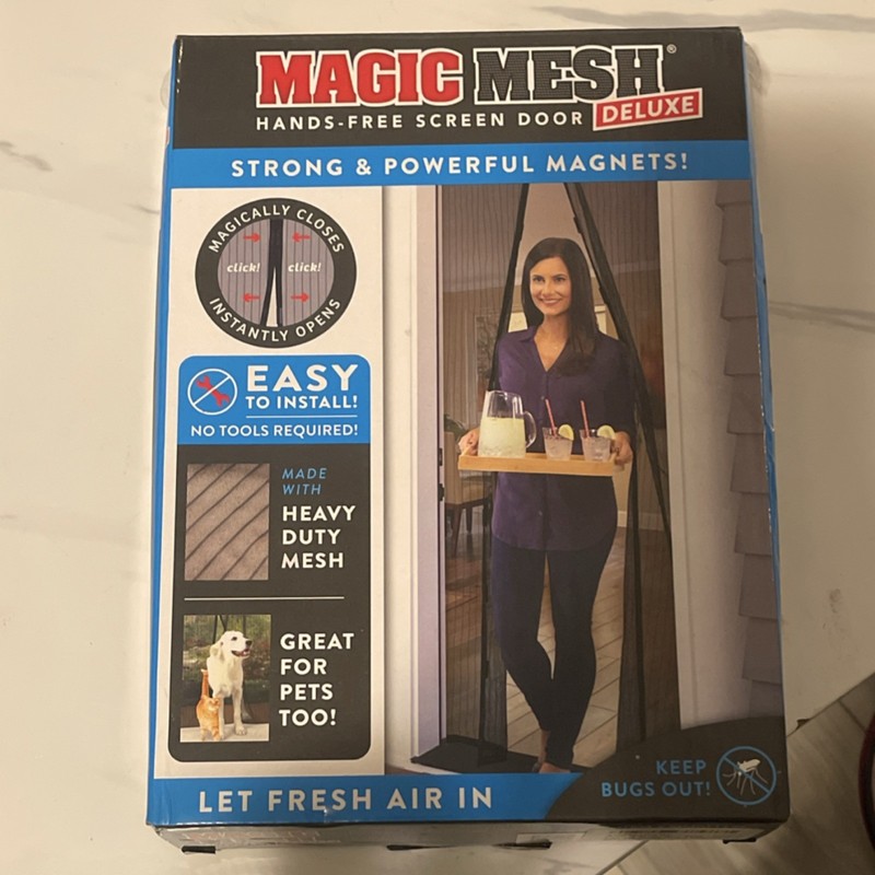 Magic Mesh MM011124 Hands-Free Screen Door Black Heavy Duty Mesh 83x39in