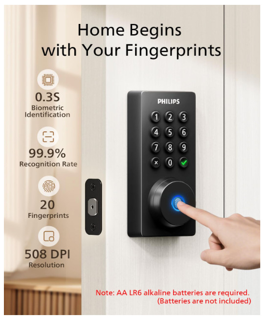 Philips Wi Fi Smart Lock Keyless Entry Door WiFi Deadbolt Front Compatible gallery