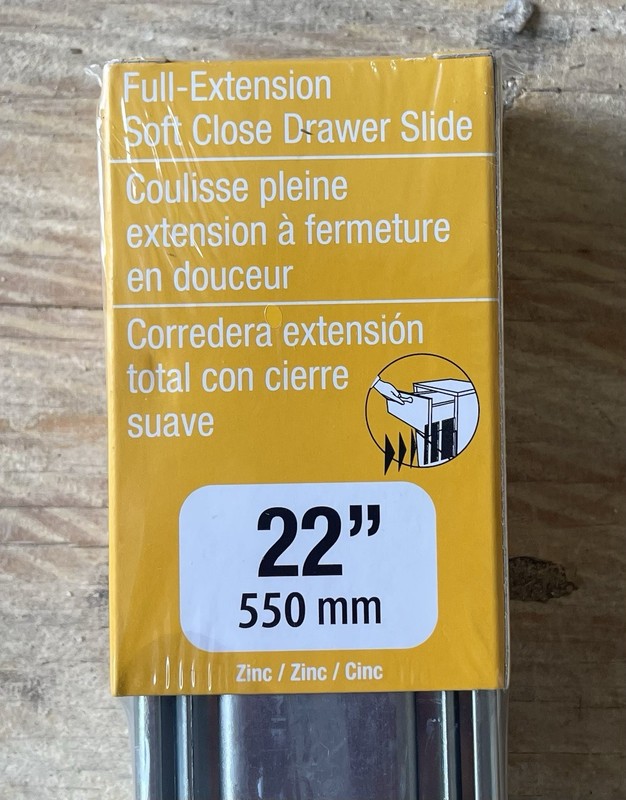 Two Pair Richelieu 22″ Soft Close Drawer Slide, 75 lbs.