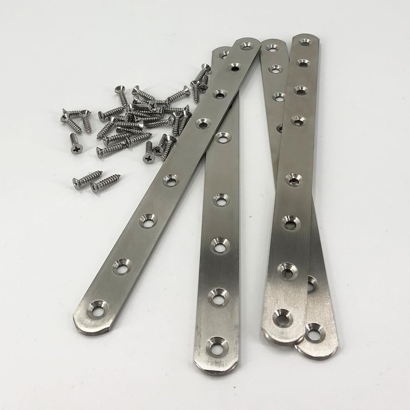 QSJ 4 Pack Flat Straight Bracket Mending Plate for Wood Stainless Steel Straight gallery