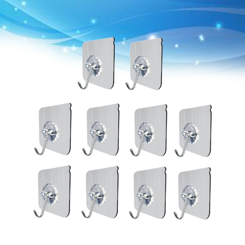 10PCS Adhesive Hooks Waterproof Wall Hooks No Nail Sticky Hangers for Bathroom gallery