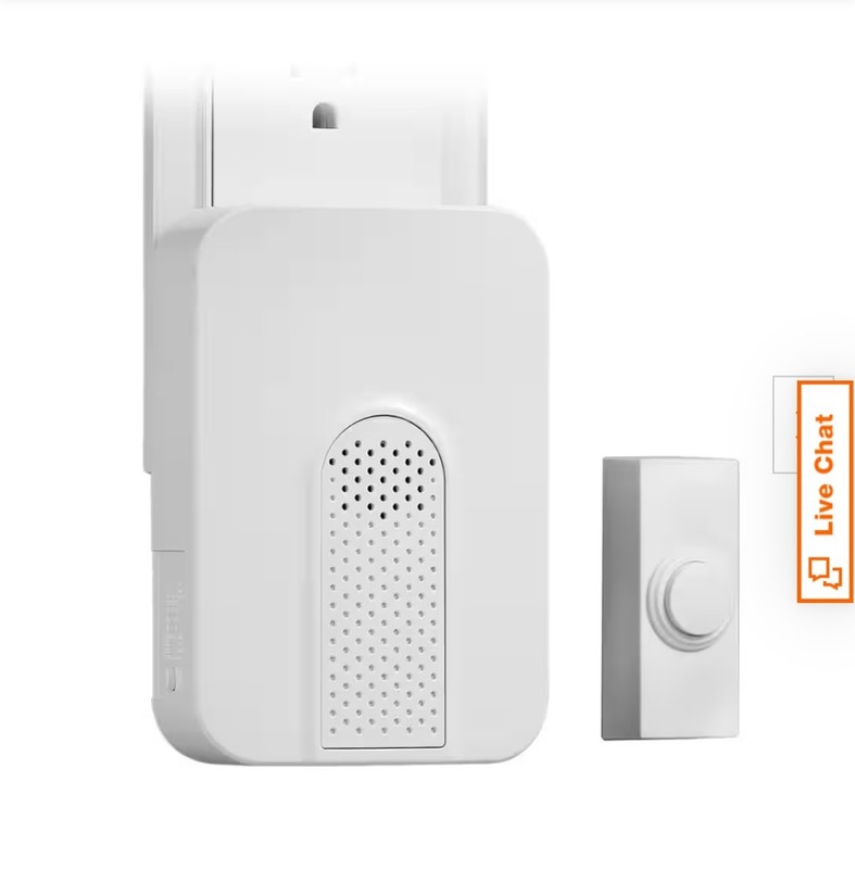 Wireless Plug-In Doorbell Kit with White Insert and 1 Push Button, White