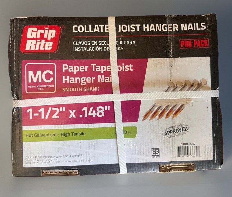 Grip Rite 3000pc 1-1/2" .148" Collated Joist Hanger Nails Paper Tape GRJH4DCHG gallery