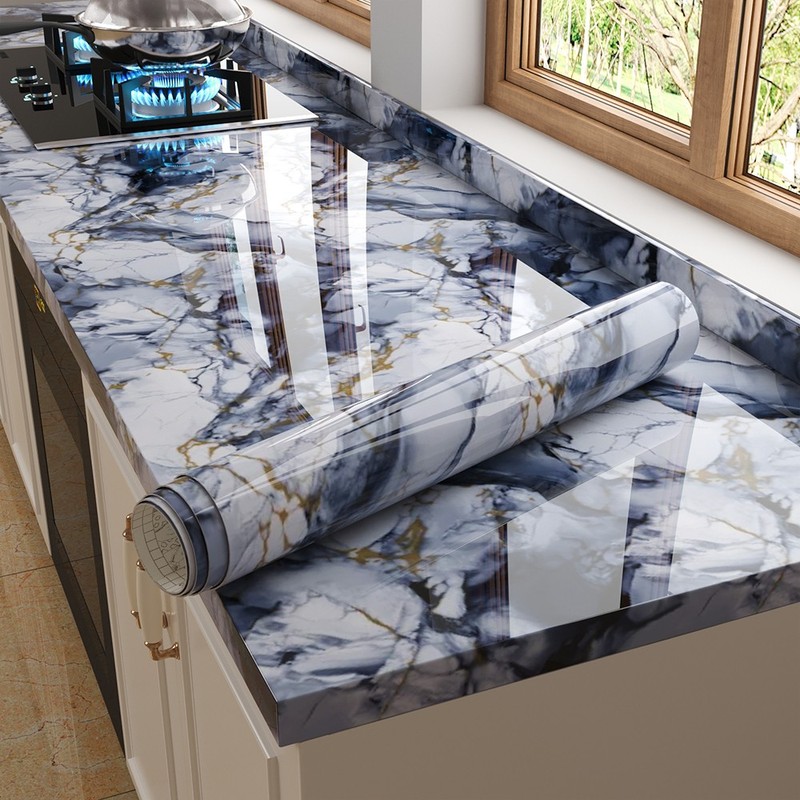 Golden Marble Self-Adhesive Waterproof Desktop Sticker|Removable, Heat-Resistant