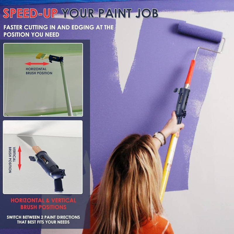 Adjustable Multi-Angle Paint Brush Extension Tool for High Places - 3" Width gallery