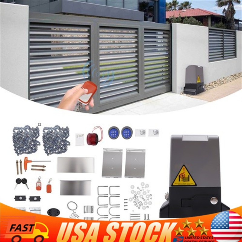 Automatic Sliding Gate Opener Electric Rolling Door Motor Kit 550W MAX.2500lb