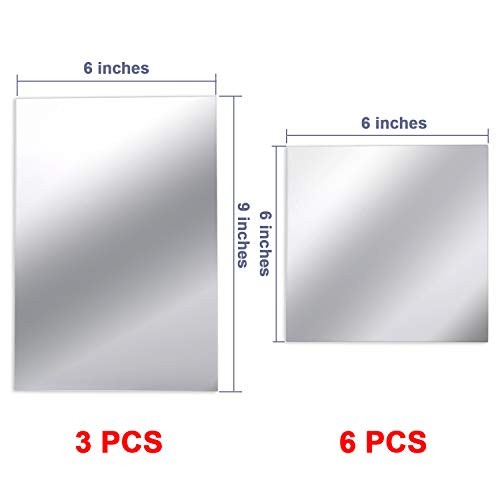 9 Pieces Mirror Stickers 6 x 9 Inches, 6 x 6 Inches Adhesive Craft Mirrors gallery