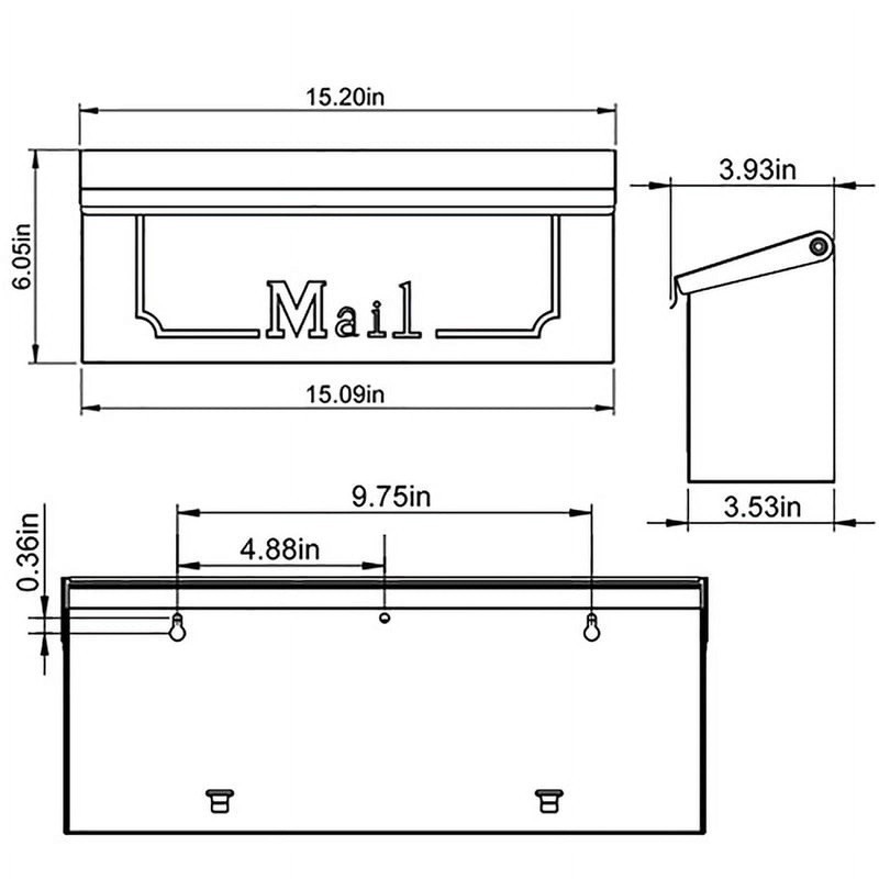 Wall Mount Mailbox Galvanized Steel Rust Resistant Easy Install Small Capacity gallery