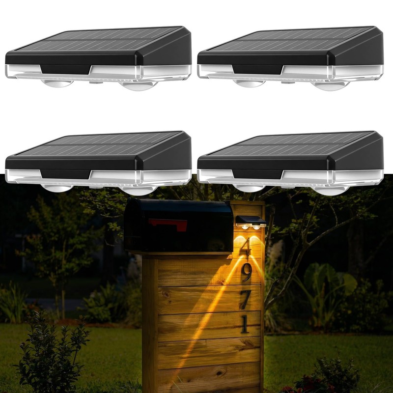 Solar Mailbox Lights 4 Pack, Outdoor Waterproof House Number Light, Dusk to D…