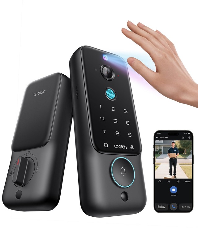 Lockin Veno Plus Smart Lock with 2K 180° Security Camera & Video Doorbell, AI…