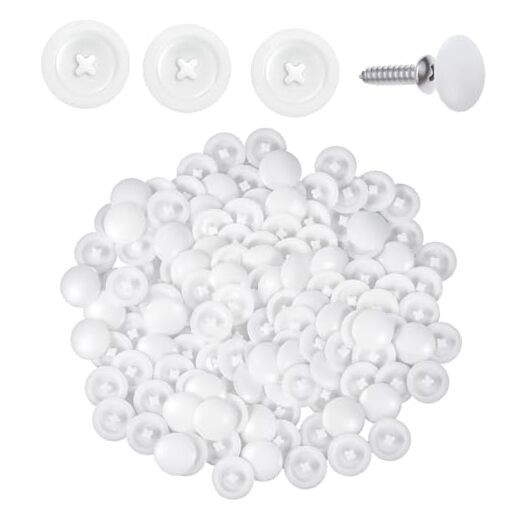 200 Pcs White Screw Covers Plastic Self Tapping Round Screw Caps Covers Self