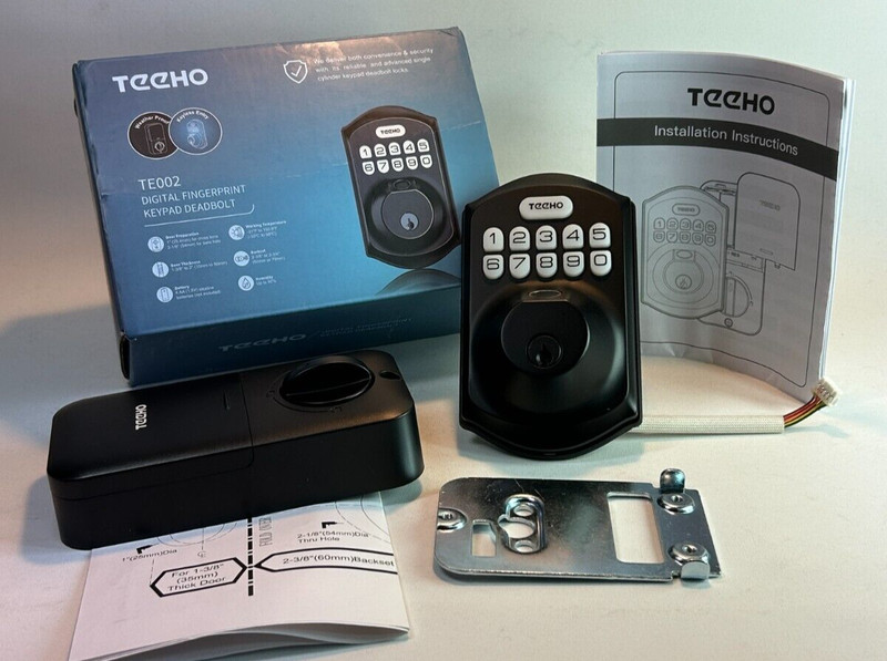 Teeho TE002 Matte Black Keyless Entry Digital Fingerprint Keypad Deadbolt Parts