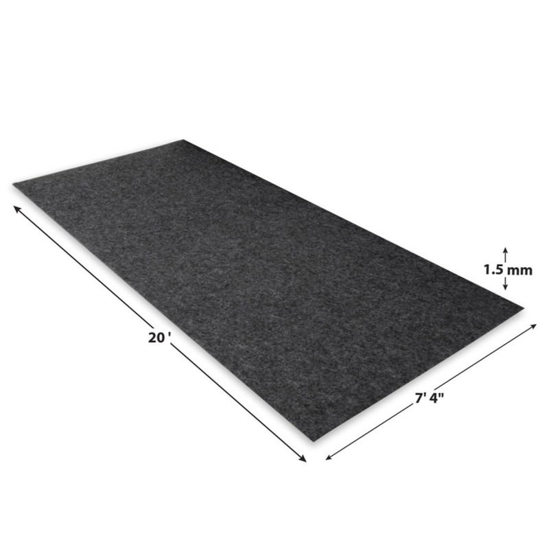 Performance Tool Absorbent Garage Floor Mat 20′ x 7.4′ Black Felt Mat W88803