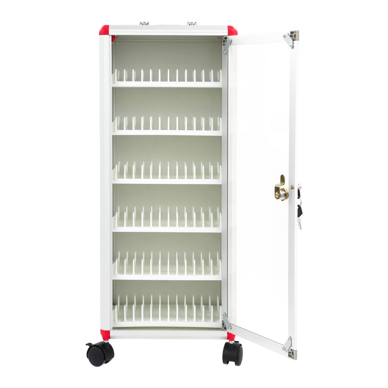Portable Phone Storage Cabinet W/Wheels Free Standing 72 Slots Phone Locker gallery
