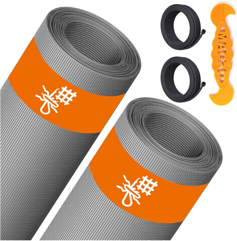 2PACK Window&Door Screen Replacement Kit, 48”W X 99”L, with Retainer Spline (