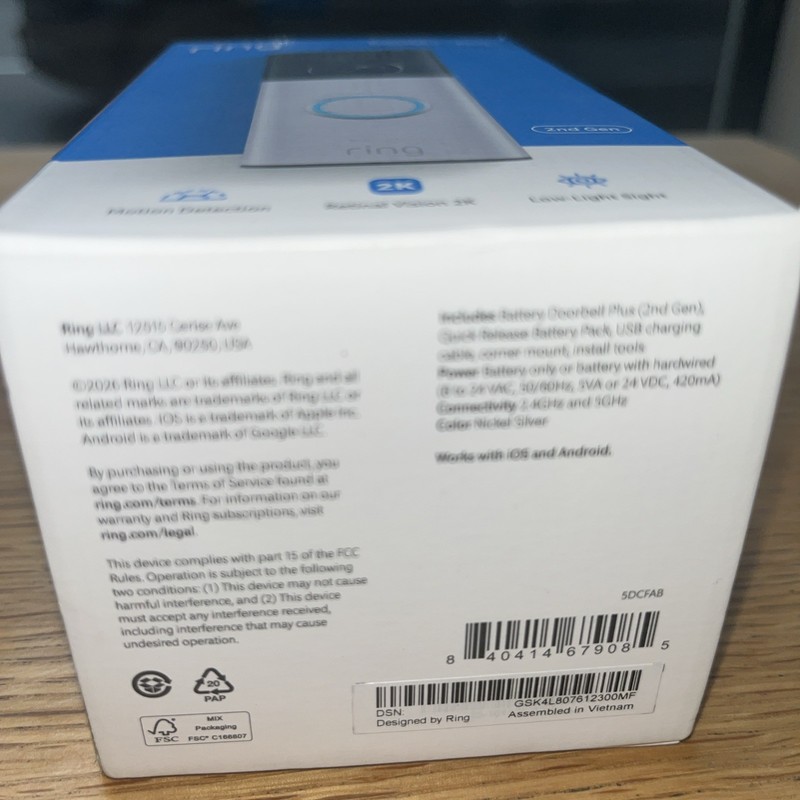 RING Battery Doorbell Plus Newest Model Sealed Retinal 2K 2nd Gen Brand New Seal gallery