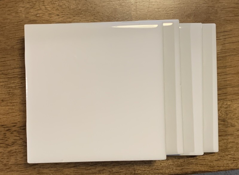 4.25 x 4.25 White Semi-Gloss Ceramic Bullnose Transition Wall Tile Trim 4 pc