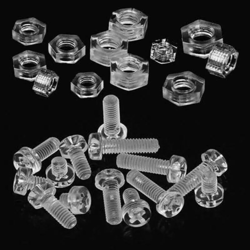 Acrylic Clear Plastic Nylon Round Head Phillips Cross Screw Bolt + Hex Nut gallery