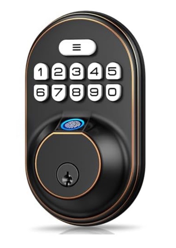 Fingerprint Door Lock Set With Handle Oil Rubbed Bronze Easy Install And Setup