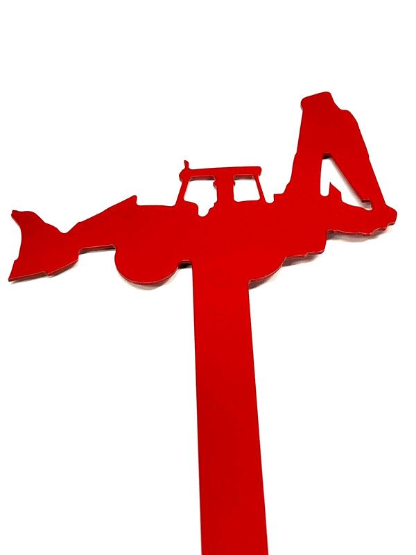 Backhoe Tractor Metal Mailbox Flag CNC Metal Art Painted Red Hardware Included gallery
