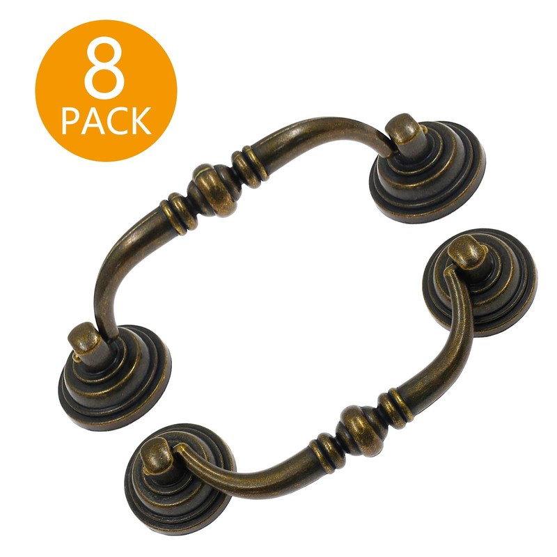 8 Pcs Bail Pull Drawer Handles 3.5 Inch Hole to Hole Antique Bronze gallery