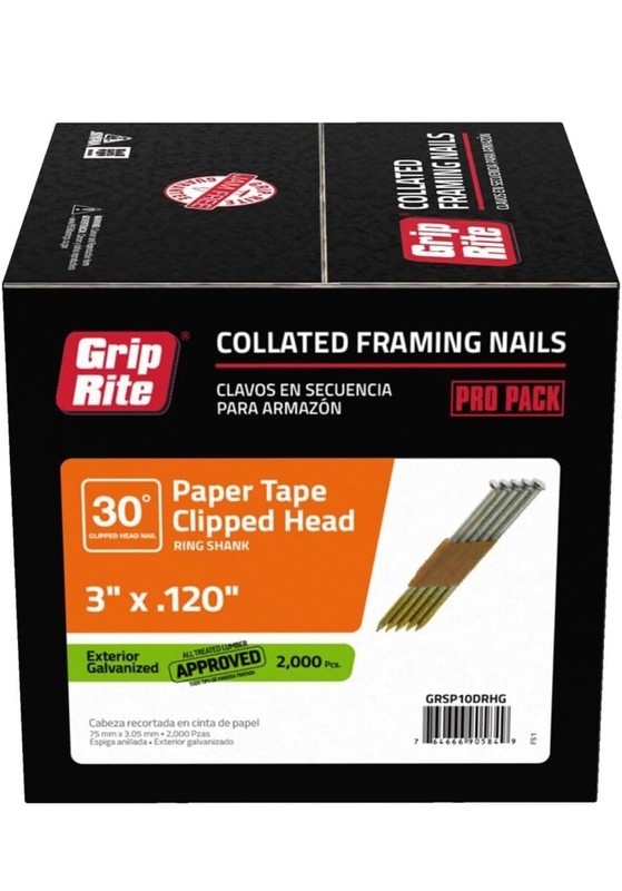 Grip-Rite 30-Degree Framing Nails - Exterior Galvanized - Clipped Head. READ!!!