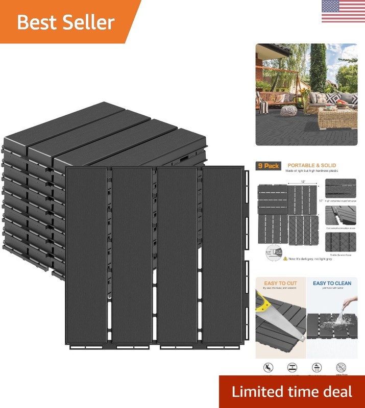 Lightweight Interlocking Plastic Deck Tiles, 9 Pack – Stylish Outdoor Flooring