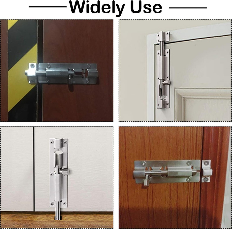 2Pcs Door Security Slide Latch Lock, 4 Inch/100Mm Heavy Duty Solid Thicken Steel gallery