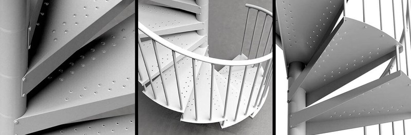 Outdoor Spiral Staircase Kit Galvanized + White/Black/Grey/Bronze Powder Coated gallery